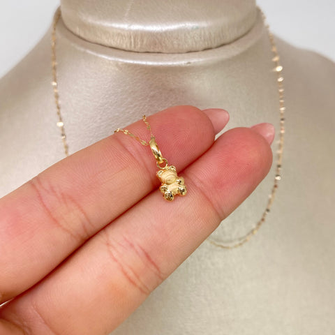 Set Cadena ● Crispeta + Dije Oso Oro amarillo 18k 0,6 Gr / 1 mm / 45 Cm *