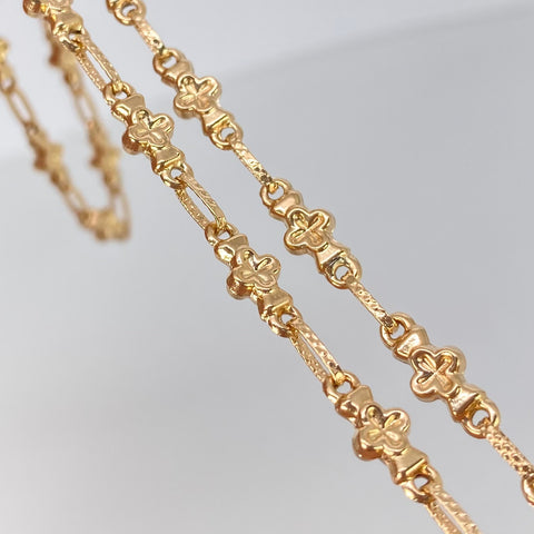 Cadena Rustico Eslabones Trebol Oro amarillo 10,26 Gr / 5 mm / 60 Cm *