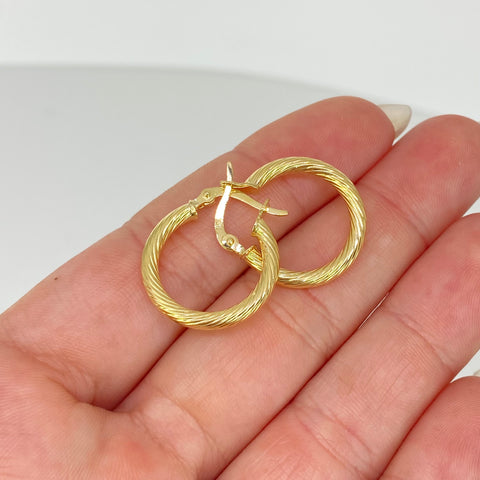 Candongas Entorchadas Oro amarillo 18k 2,1 Gr / 2,2 Cm  *