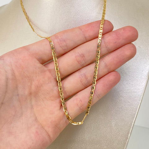 Cadena ● Escalera Plana Diamantada Oro amarillo 18k 6 Gr / 2,7 mm / 45 Cm *