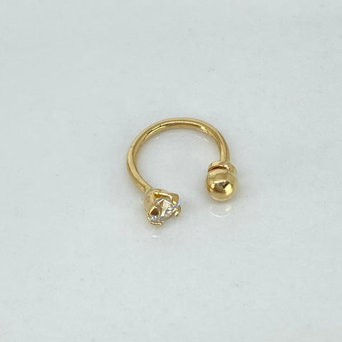 Piercing Aro Circon Blanco / Oro Amarillo 18k (Joya) / 0,48gr / 1.1cm / (Nariz) *