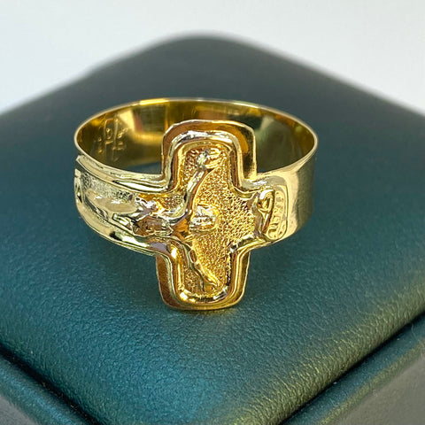 Anillo Cruz Cristo Oro amarillo 18k / Talla 9 1/2 / 2,0 Gr