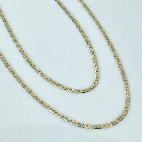 Cadena ● Escalera Plana Diamantada Tres oros 18k 1,45 Gr / 1,2 mm / 50 Cm *
