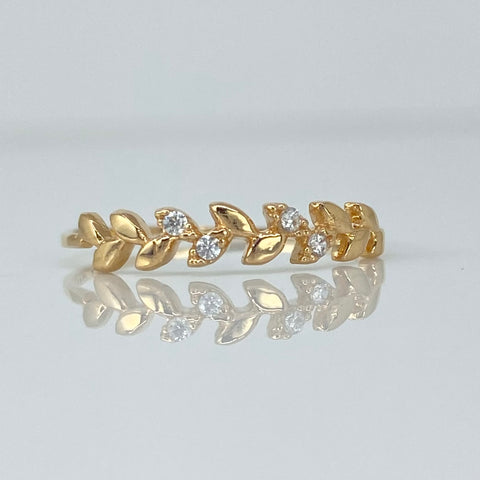 Anillo Espiga Circones Blancos Oro amarillo 18k / Talla 6 1/4 / 0,79 Gr