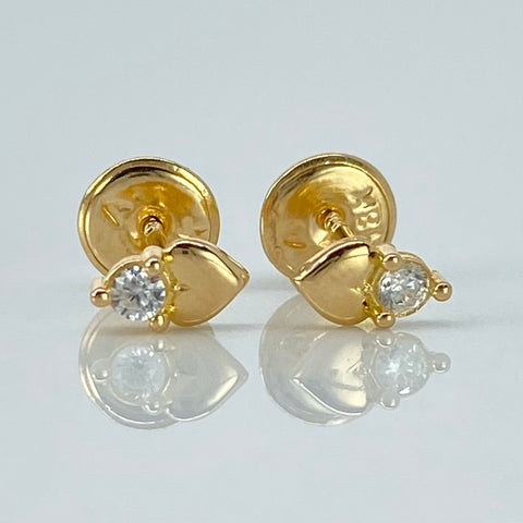 Topos Corazon Circon Blanco Oro amarillo 18k 0,61 Gr / 3,5 mm †