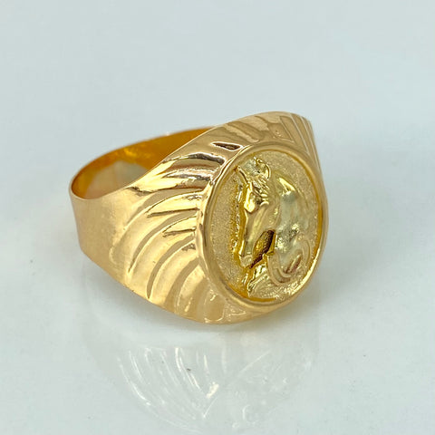 Anillo Sello Caballo Oro amarillo 18k / Talla 8 3/4 / 3,45 Gr