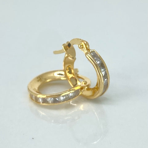 Candongas Circones Blancos Oro amarillo 18k 1,25 Gr / 1,2 Cm *