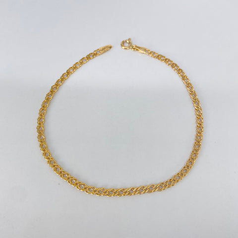Pulso ● Cubano Doble Oro amarillo 18k +1 / 1,7 Gr / 2,8 mm / 20,5 Cm *
