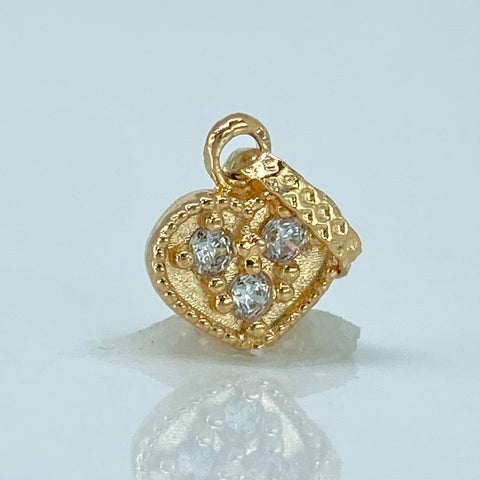 Dije Corazon Circones Blancos Oro amarillo 0,55 Gr / 1,3 Cm †