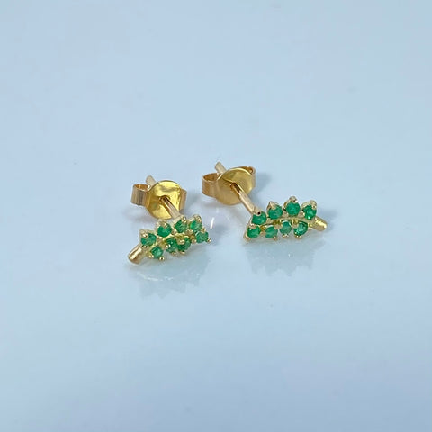 Topos Espiga / 18 Pts Esmeraldas Oro amarillo 18k 1,15 Gr / 5 mm †