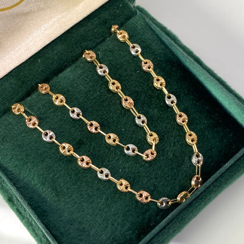 Cadena GC Diamantada Tres oros 18k 11,37 Gr / 3,9 mm / 60 Cm *