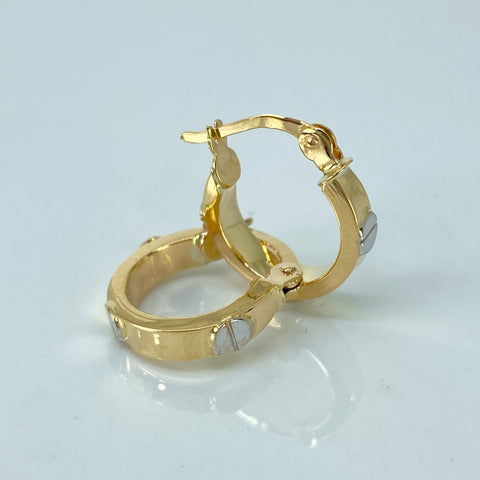 Candongas Tornillos CT  Oro amarillo y Oro blanco 18k 1,78 Gr / 1,6 Cm *