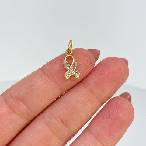 Dije Lazo Circones Blancos Oro amarillo 18k 0,75 Gr / 2 Cm  *