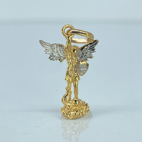 Dije San Miguel Arcangel Oro amarillo y Oro blanco 1,05 Gr / 2,5 Cm
