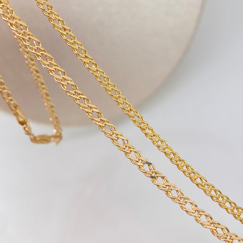 Cadena ● Cubana Doble Oro amarillo 18k 4,25 Gr / 2,8 mm / 60 Cm *