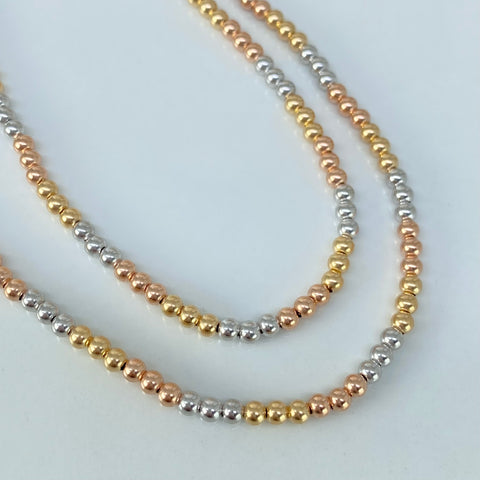 Cadena ● Bolas Diamantadas ESP Tres oros 18k +3 / 2,75 Gr / 3 mm / 42 Cm