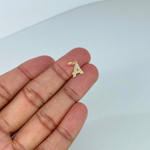 Dije Letra A Circones Blancos Oro amarillo 0,67 Gr / 1,8 Cm *