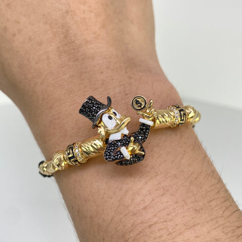 Pulsera tejida Caricatura / Cilindros / Bolas 2 Und 5 mm y 2 Und 6 mm Hilo Negro Oro amarillo 18k 8,81 Gr †