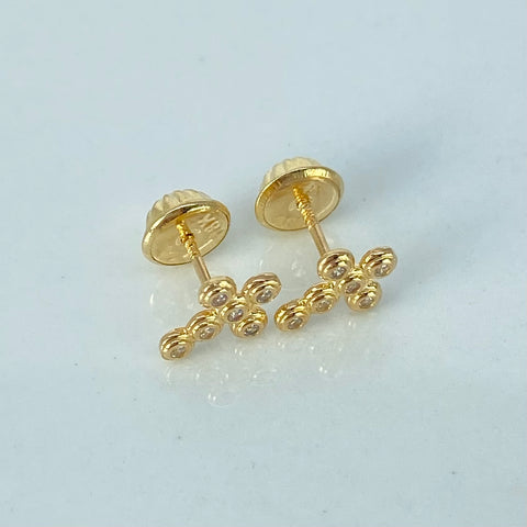Topos Cruz Circones Blancos Oro amarillo 0,75 Gr / 6 mm †