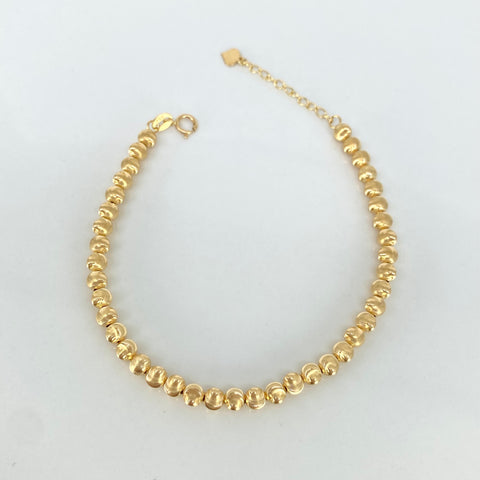 Pulso ● Bolas Diamantadas ESP Oro amarillo 18k +3 / 3,6 Gr / 4 mm / 18 Cm *