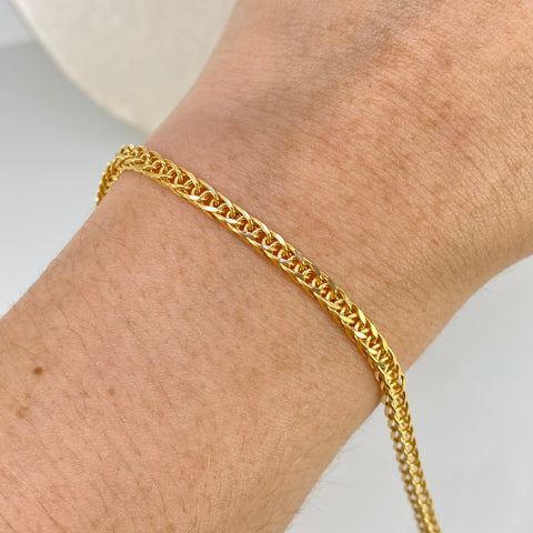 Pulso ● Franco Oro amarillo 18k +2 / 3,77 Gr / 3,2 mm / 19 Cm †