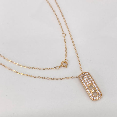 Cadena ● Aro Seguido Dije Circones Blancos Oro amarillo 18k +3 / 1,42 Gr / 1 mm / 42 Cm †