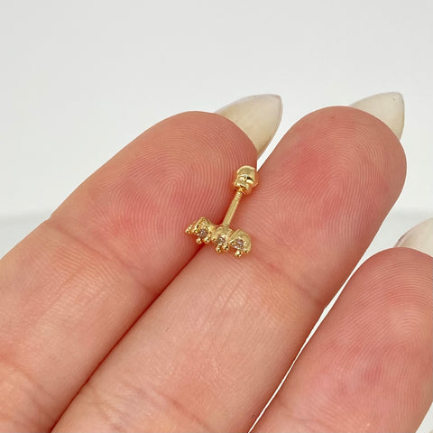 Piercing Tres Circones Blancos / Oro Amarillo 18k (Joya) / 0,5gr / 1.1cm / (Oreja) *