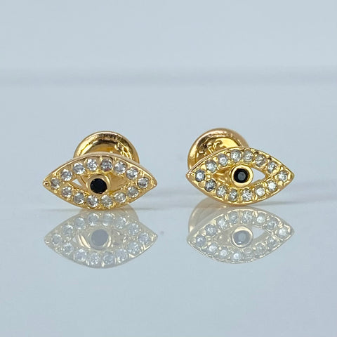 Topos Ojo Circones Blancos Negro Oro amarillo 18k 1,05 Gr / 9 mm  *