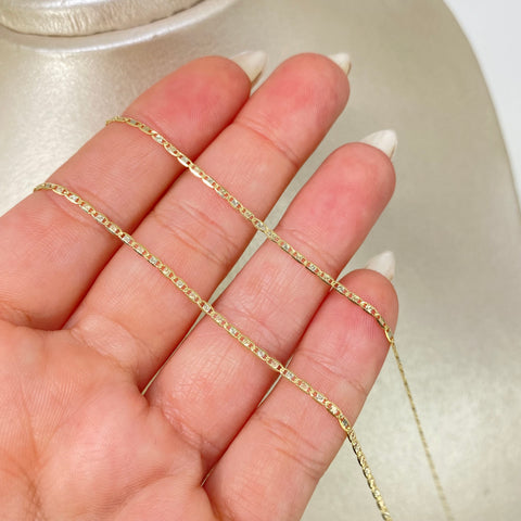 Cadena ● Escalera Plana Diamantada Tres oros 18k 2,12 Gr / 1,5 mm / 50 Cm *