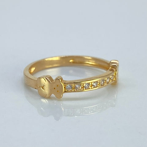 Anillo Circones Blancos Oso TS Oro amarillo 18k / Talla 6 1/4 / 2,0 Gr