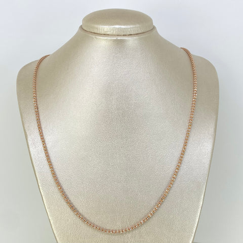 Cadena ● Punto Cuadrado Diamantado Oro blanco y Oro rosa 18k +3 / 15 Gr / 2,3 mm / 60 Cm