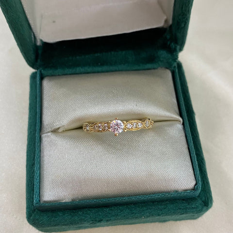 Anillo Anillo Solitario Circón Blanco Talla 7 Oro amarillo 18k 1,91 Gr