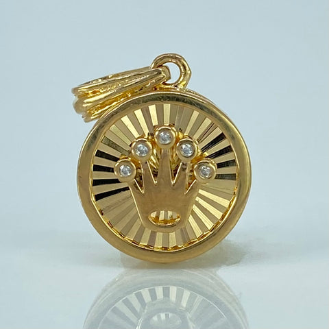 Dije Corona RX Circones Blancos Oro amarillo 1,65 Gr / 2 Cm