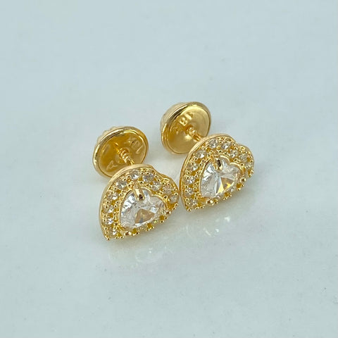 Topos Corazon Circones Blancos  Oro amarillo 1,3 Gr / 7,5 mm †