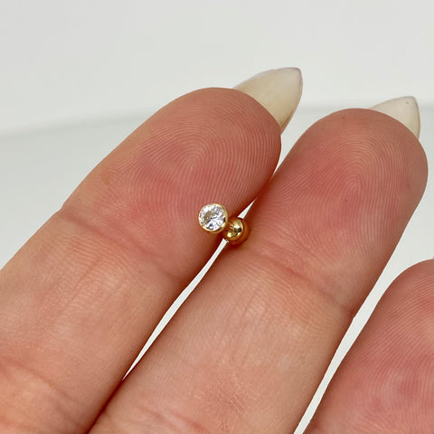 Piercing Circon Blanco / Oro Amarillo 18k (Joya) / 0,26gr / 1.1cm / (Oreja) *