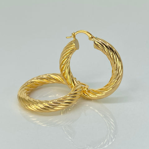 Candongas Entorchadas Oro amarillo 18k 5,25 Gr / 3,3 Cm