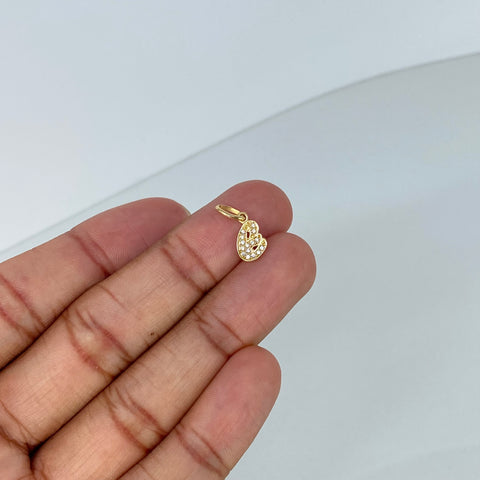 Dije Letra E Circones Blancos Oro amarillo 0,8 Gr / 1,6 Cm *
