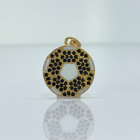 Dije Balón Circones Negros Oro amarillo 18k 3,37 Gr / 2,5 Cm †