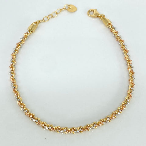 Pulso ● Mini Militar Trenzado Tres oros 18k +3 / 6,15 Gr / 3 mm / 20 Cm †