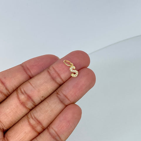 Dije Letra S Circones Blancos Oro amarillo 0,57 Gr / 1,6 Cm *