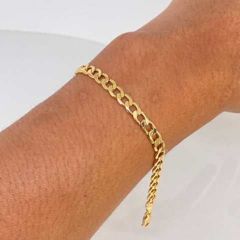 Pulso ● Cubano Oro amarillo 18k +1 / 6,91 Gr / 5,7 mm / 21,3 Cm †