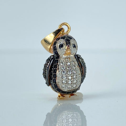 Dije Pinguino Articulable Circones Blancos Negros Oro amarillo y Oro blanco 18k 3,56 Gr / 2,6 Cm *