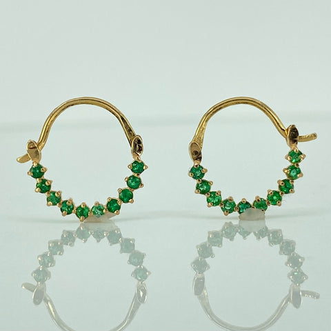 Candongas Esmeraldas 30pts Oro amarillo 18k 1,61 Gr *