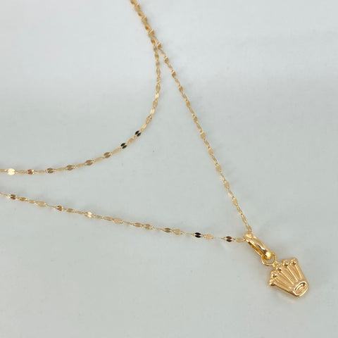 Set Cadena ● Crispeta + Dije Corona RX Oro amarillo 18k 0,6 Gr / 1 mm / 45 Cm *
