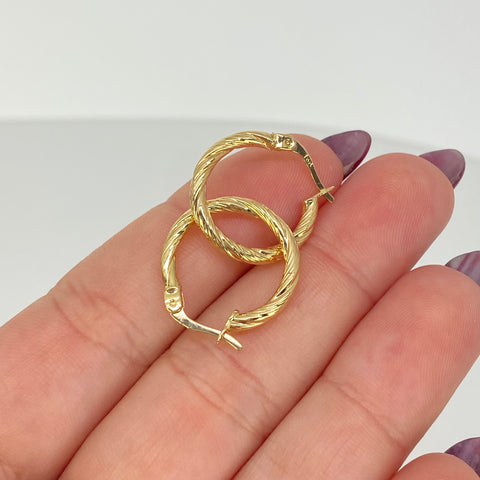 Candongas Entorchadas Lineales Oro amarillo 18k 1,45 Gr / 2 Cm  *