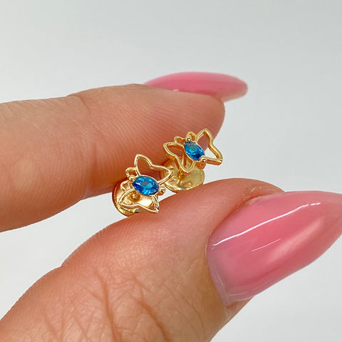 Topos Mariposa Circones Celestes Oro amarillo 18k 0,66 Gr / 6,5 mm *