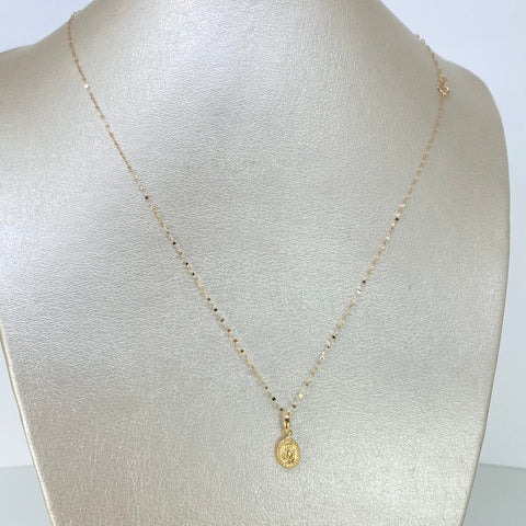 Set Cadena Crispeta + Dije Angel De La Guarda Oro amarillo 18k 0,7 Gr / 1 mm / 50 Cm *