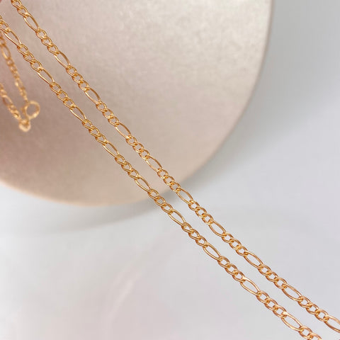 Cadena ● Tres Por Uno 3x1 Oro amarillo 18k +1 / 1,6 Gr / 2 mm / 50 Cm *