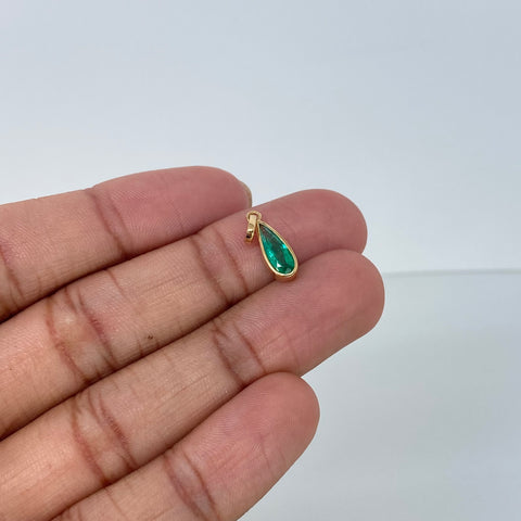 Dije Lagrima Esmeralda 88PTS Oro amarillo 0,85 Gr / 1,8 Cm *