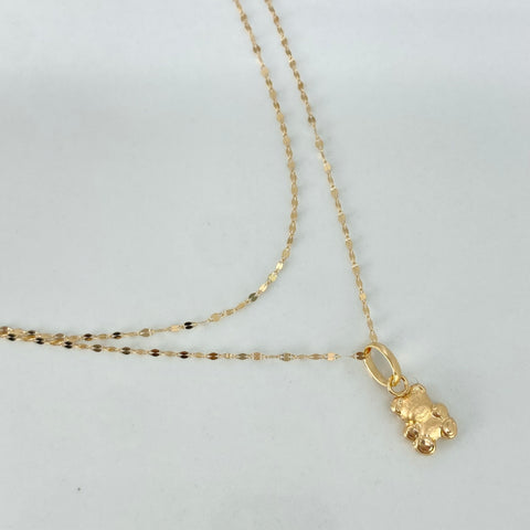 Set Cadena ● Crispeta + Dije Oso Oro amarillo 18k 0,6 Gr / 1 mm / 45 Cm *